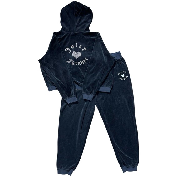 JUICY COUTURE FOREVER 21 BLACK JOGGER CROP JACKET CRYSTAL LOGO TRACKSUIT SET - Picture 1 of 16